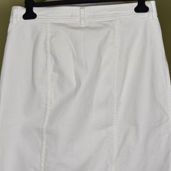 POINT SUR J.Crew Skirt 14 Ivory Button Front 2 Pockets Machine Wash - Picture 4 of 5